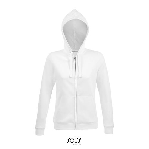 white SUDADERA CON CREMALLERA Y CAPUCHA DE MUJER SOL'S SPIKE WOMEN