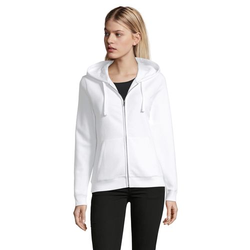 white SUDADERA CON CREMALLERA Y CAPUCHA DE MUJER SOL'S SPIKE WOMEN