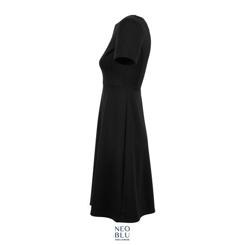 negro produndo VESTIDO MIDI MANGA CORTA NEOBLU CAMILLE