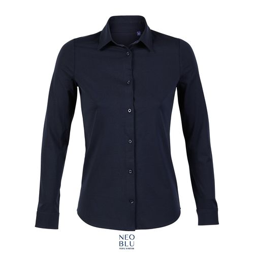 azul noche CAMISA ALGODÓN MERCERIZADO PARA MUJER NEOBLU BALTHAZAR WOMEN