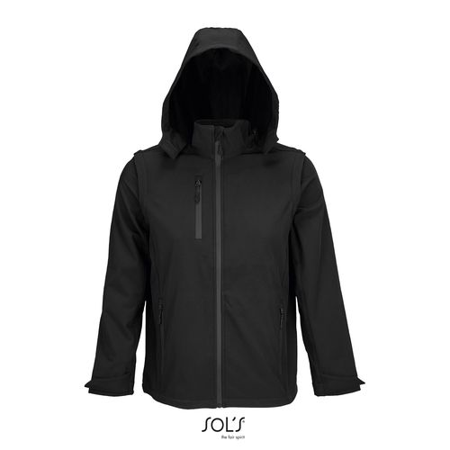 black SOFTSHELL CON CAPUCHA Y MANGAS DESMONTABLES SOL'S FALCON 3IN1
