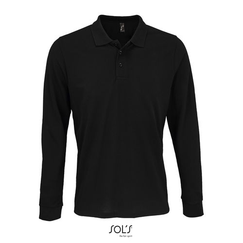 black POLO UNISEX MANGA LARGA DE POLIALGODÓN SOL'S PRIME LSL