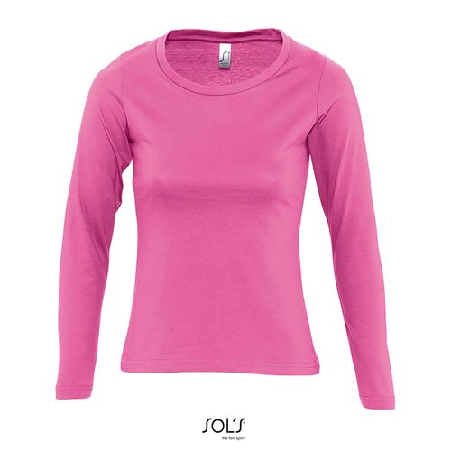 rosa orquídea CAMISETA MUJER MANGA LARGA CON CUELLO REDONDO SOL'S MAJESTIC