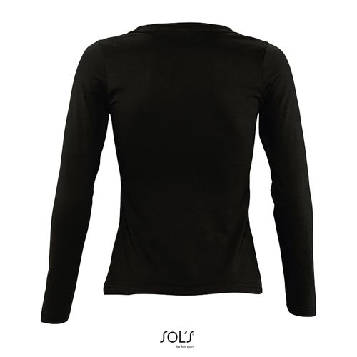 negro produndo CAMISETA MUJER MANGA LARGA CON CUELLO REDONDO SOL'S MAJESTIC