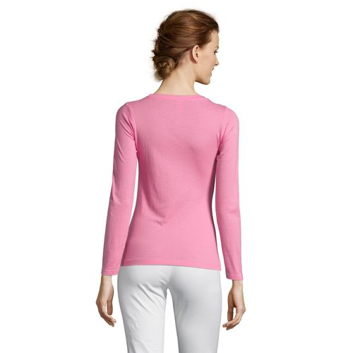 rosa orquídea CAMISETA MUJER MANGA LARGA CON CUELLO REDONDO SOL'S MAJESTIC