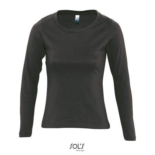 gris oscuro CAMISETA MUJER MANGA LARGA CON CUELLO REDONDO SOL'S MAJESTIC