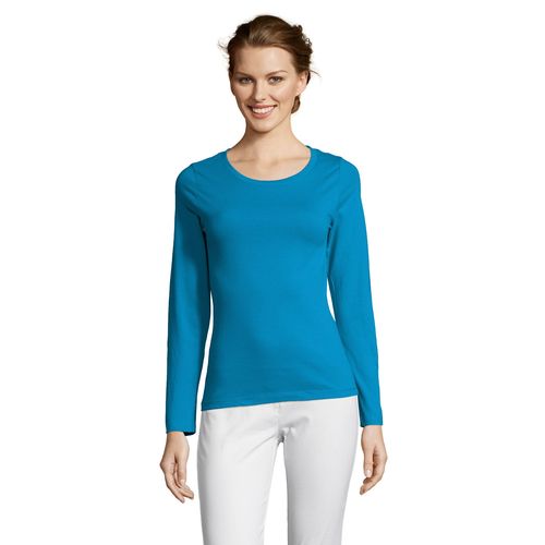 azul aqua CAMISETA MUJER MANGA LARGA CON CUELLO REDONDO SOL'S MAJESTIC