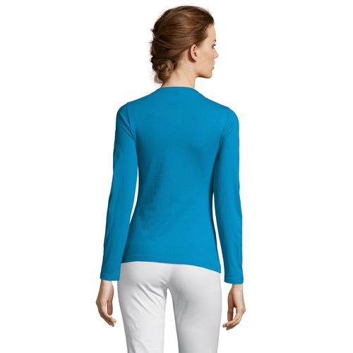 azul aqua CAMISETA MUJER MANGA LARGA CON CUELLO REDONDO SOL'S MAJESTIC
