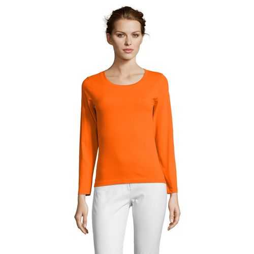 orange CAMISETA MUJER MANGA LARGA CON CUELLO REDONDO SOL'S MAJESTIC