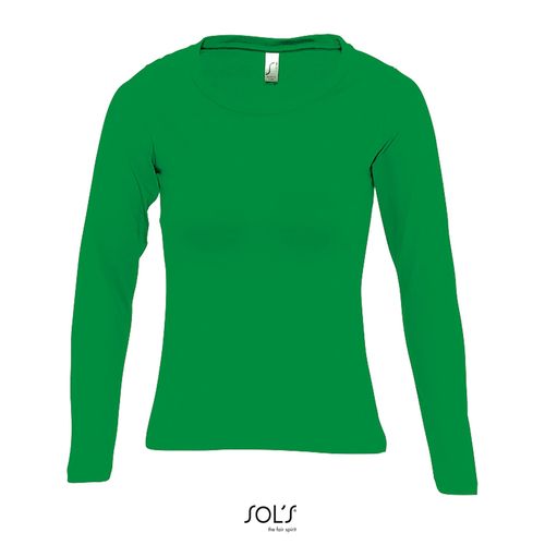 verde prado CAMISETA MUJER MANGA LARGA CON CUELLO REDONDO SOL'S MAJESTIC