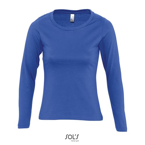azulón CAMISETA MUJER MANGA LARGA CON CUELLO REDONDO SOL'S MAJESTIC