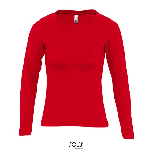 red CAMISETA MUJER MANGA LARGA CON CUELLO REDONDO SOL'S MAJESTIC