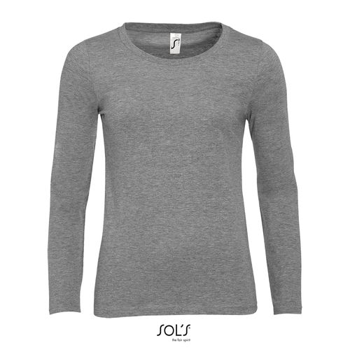 gris chiné CAMISETA MUJER MANGA LARGA CON CUELLO REDONDO SOL'S MAJESTIC