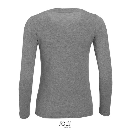 gris chiné CAMISETA MUJER MANGA LARGA CON CUELLO REDONDO SOL'S MAJESTIC