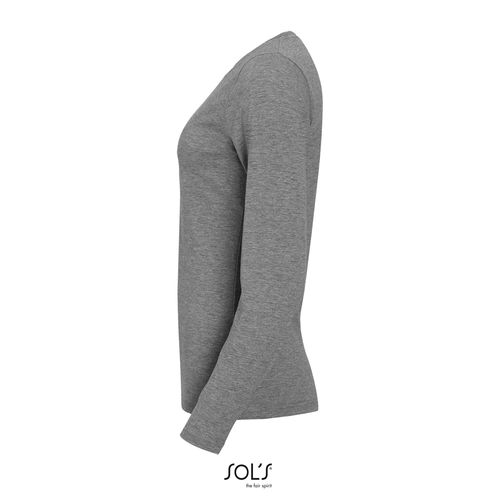 gris chiné CAMISETA MUJER MANGA LARGA CON CUELLO REDONDO SOL'S MAJESTIC