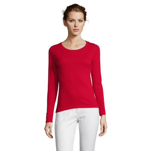 red CAMISETA MUJER MANGA LARGA CON CUELLO REDONDO SOL'S MAJESTIC