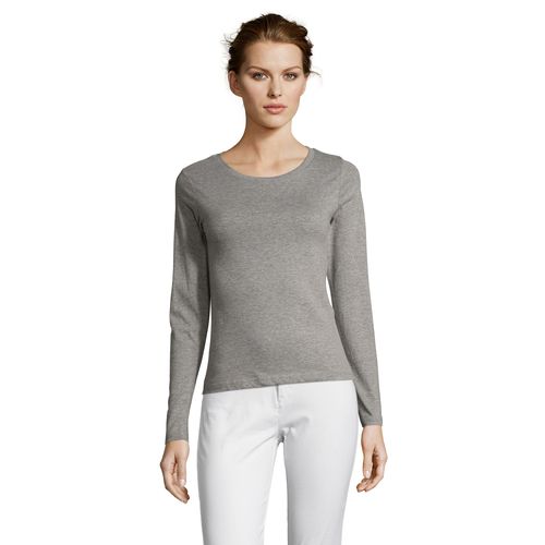 gris chiné CAMISETA MUJER MANGA LARGA CON CUELLO REDONDO SOL'S MAJESTIC