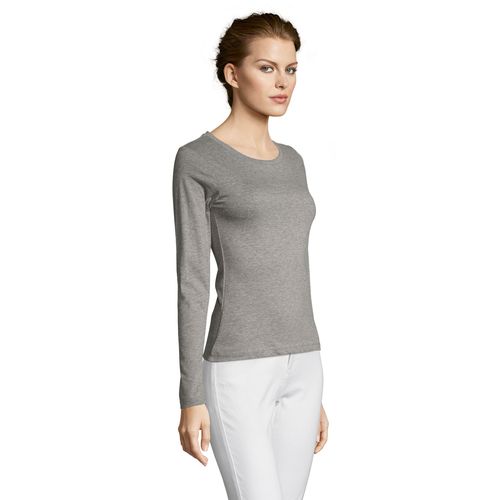 gris chiné CAMISETA MUJER MANGA LARGA CON CUELLO REDONDO SOL'S MAJESTIC