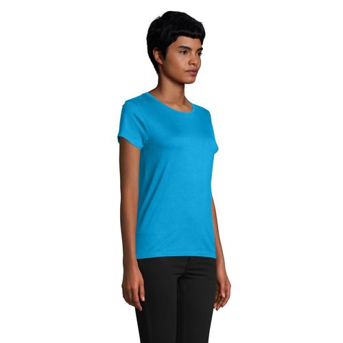 azul aqua CAMISETA AJUSTADA DE CUELLO REDONDO PARA MUJER SOL'S PIONEER WOMEN