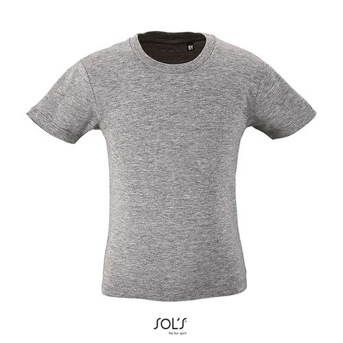 gris chiné CAMISETA DE MANGA CORTA DE NIÑO CON CUELLO REDONDO SOL'S MILO KIDS