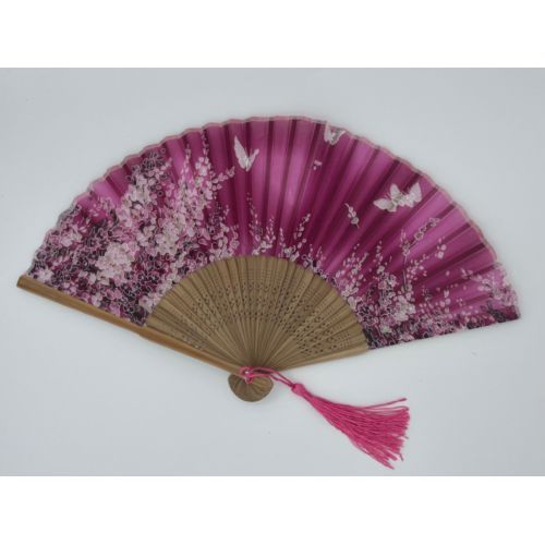 Eventail bambou/tissu - qualité solide