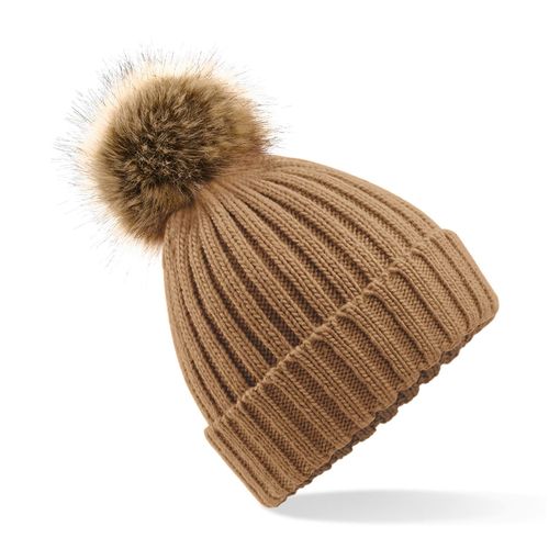 Bonnet epais avec pompon en fausse fourrure - 1
