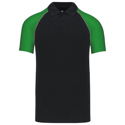 negro/verde Polo baseball manga corta