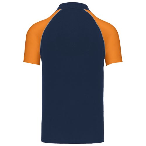 azul marino/naranja Polo baseball manga corta