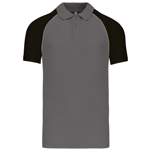 gris pizarra/negro Polo baseball manga corta