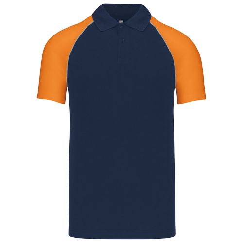 azul marino/naranja Polo baseball manga corta
