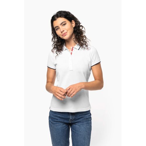 Polo maille piquée manches courtes femme - 1