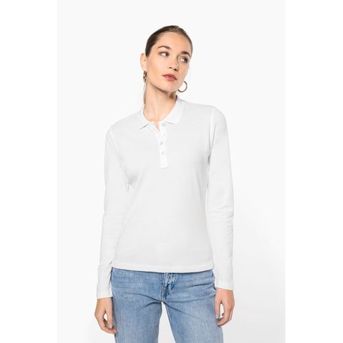 Polo piqué manches longues femme - 1