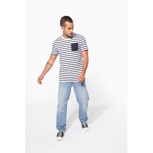 T-shirt rayé marin avec poche manches courtes homme - 7