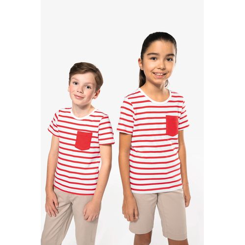T-shirt rayé marin avec poche manches courtes enfant - 12