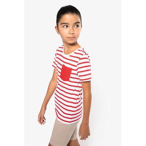 CAMISETA MARINERO A RAYAS CON BOLSILLO MANGA CORTA PARA NIÑOS