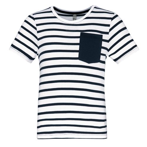 T-shirt rayé marin avec poche manches courtes enfant - 14