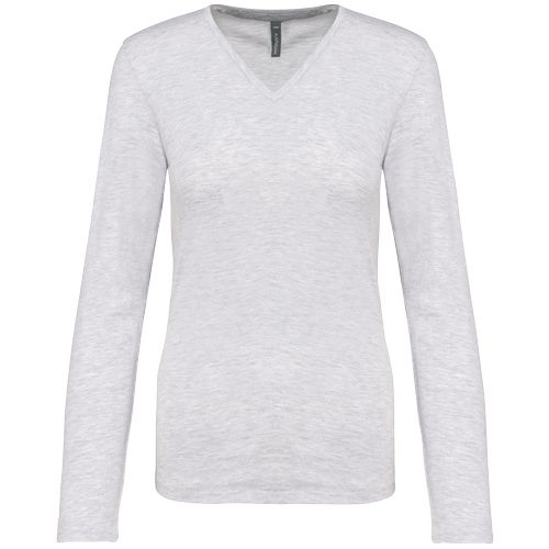 T-shirt col V manches longues femme - 8