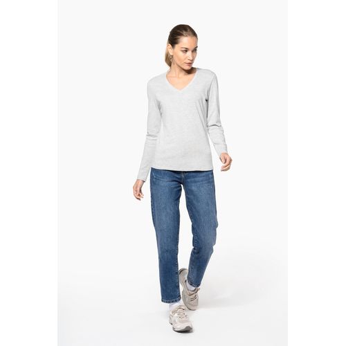 T-shirt col V manches longues femme - 5