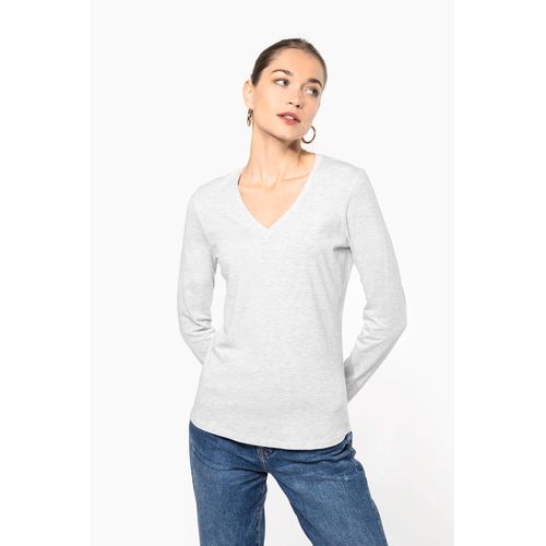 T-shirt col V manches longues femme - 4