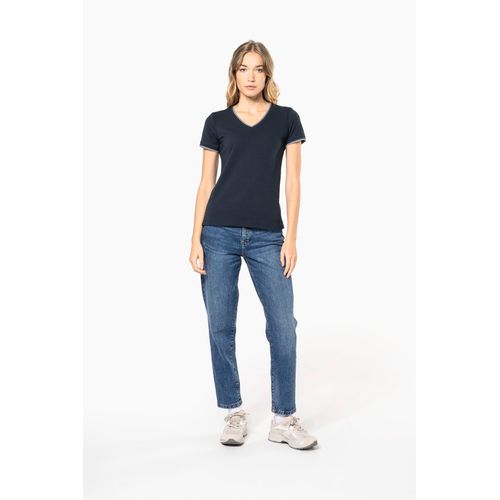 T-shirt maille piquée col V femme - 7