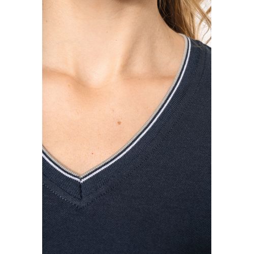 T-shirt maille piquée col V femme - 4