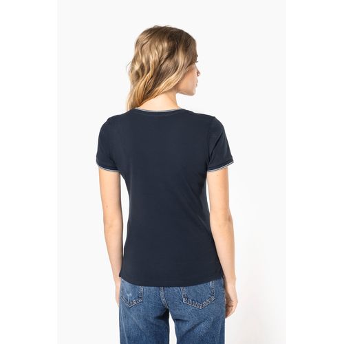 T-shirt maille piquée col V femme - 2