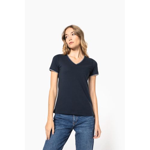 T-shirt maille piquée col V femme - 9
