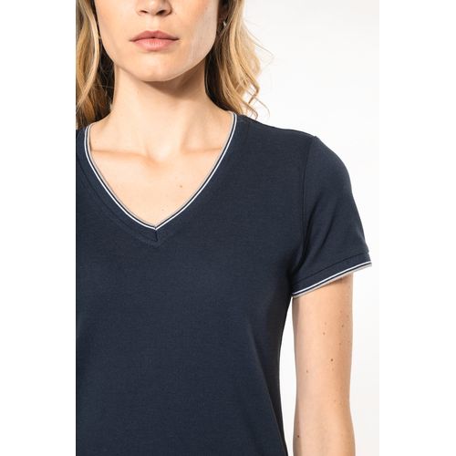 T-shirt maille piquée col V femme - 3