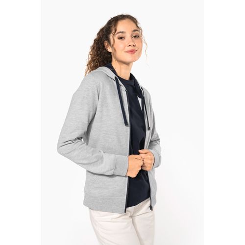 Sweat-shirt zippé capuche contrastée femme - 1