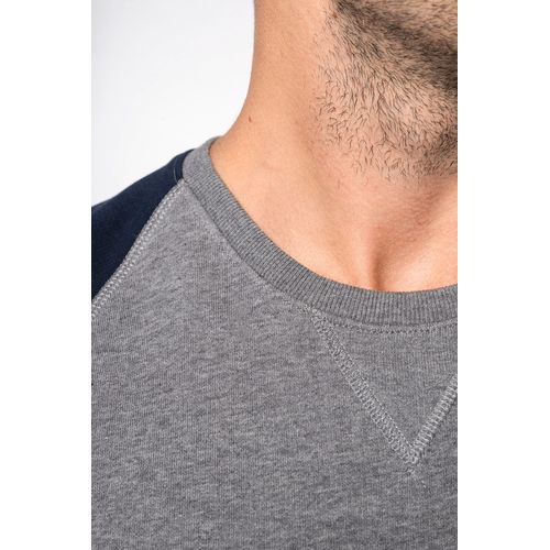 Sweat-shirt French Terry Bio bicolore col rond manches raglan homme - 4