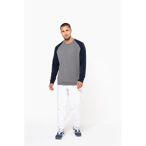 Sweat-shirt French Terry Bio bicolore col rond manches raglan homme - 9