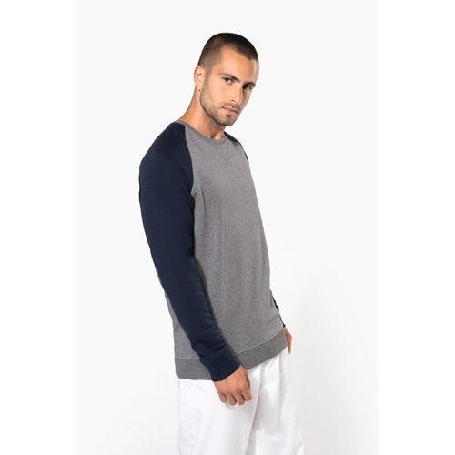 Sweat-shirt French Terry Bio bicolore col rond manches raglan homme - 8