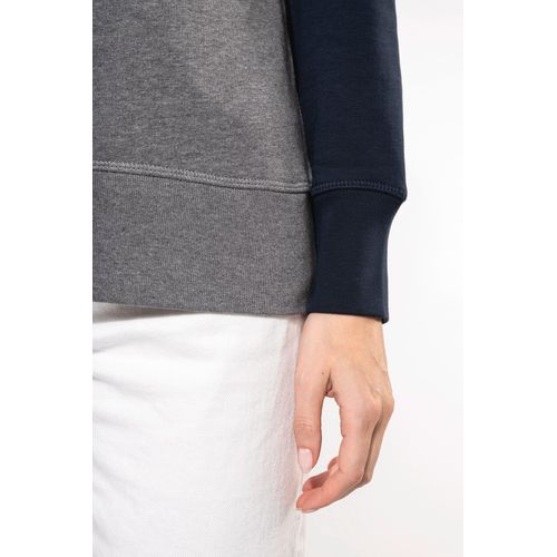 Sweat-shirt French Terry Bio bicolore col rond manches raglan femme - 5