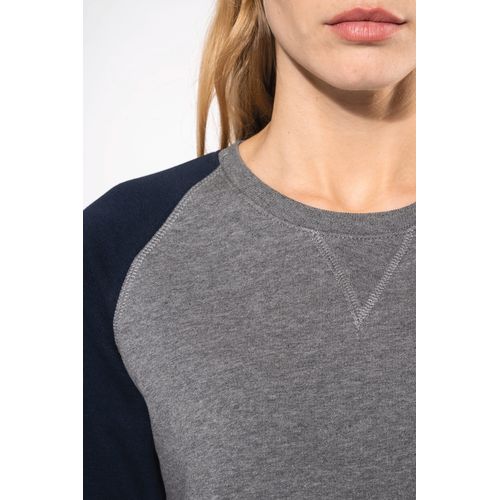 Sweat-shirt French Terry Bio bicolore col rond manches raglan femme - 3